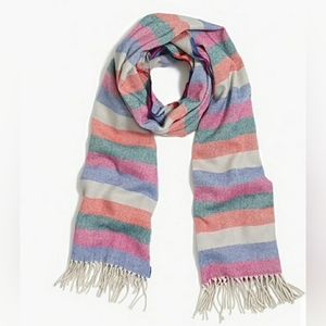 NWT J Crew Fringe Acrylic Plaid One Size Scarf Winter Warm Preppy Colorblock